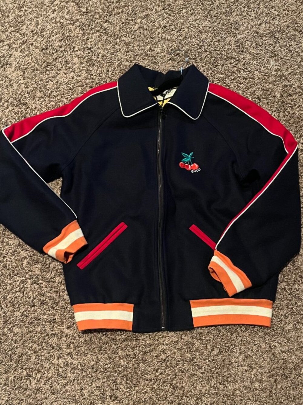 Gucci x Harry Styles HA HA HA Cherry Track Jacket Navy Red Size 40 NWT